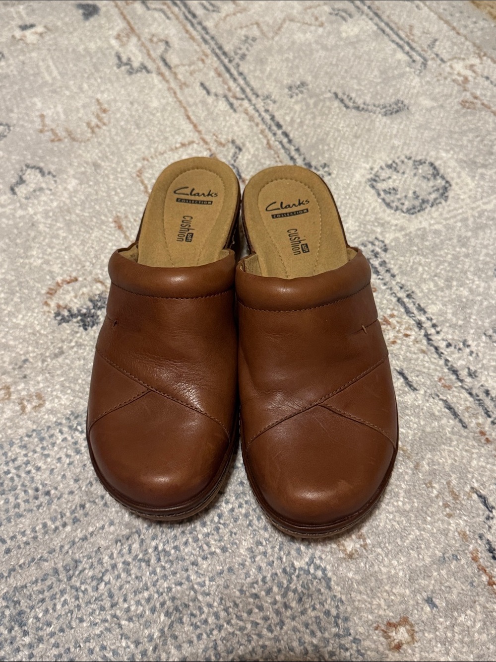 Clarks Brown Leather Clogs Mules